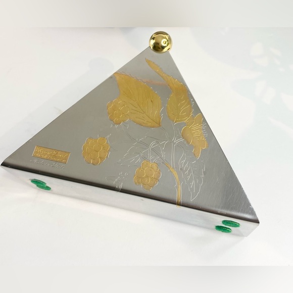 Vintage Italian Gold Tray Gioiel Oro 24K Inox 18/10 Stainless Napkin Holder - Picture 8 of 11